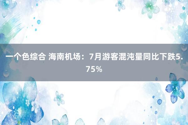 一个色综合 海南机场:7月游客混沌量同比下跌5.75%