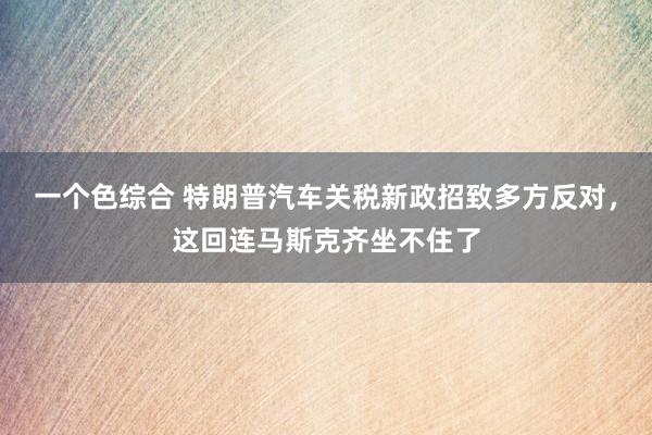 一个色综合 特朗普汽车关税新政招致多方反对，这回连马斯克齐坐不住了