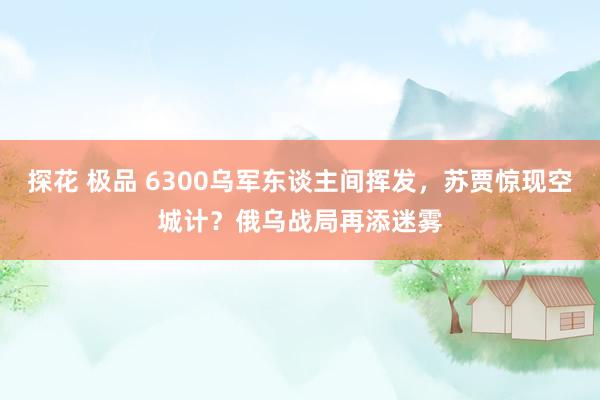 探花 极品 6300乌军东谈主间挥发，苏贾惊现空城计？俄乌战局再添迷雾