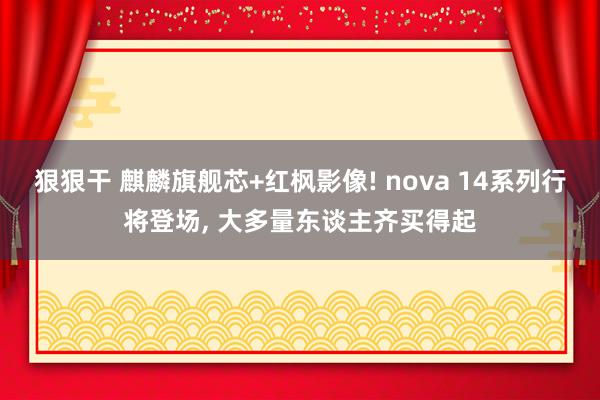 狠狠干 麒麟旗舰芯+红枫影像! nova 14系列行将登场， 大多量东谈主齐买得起